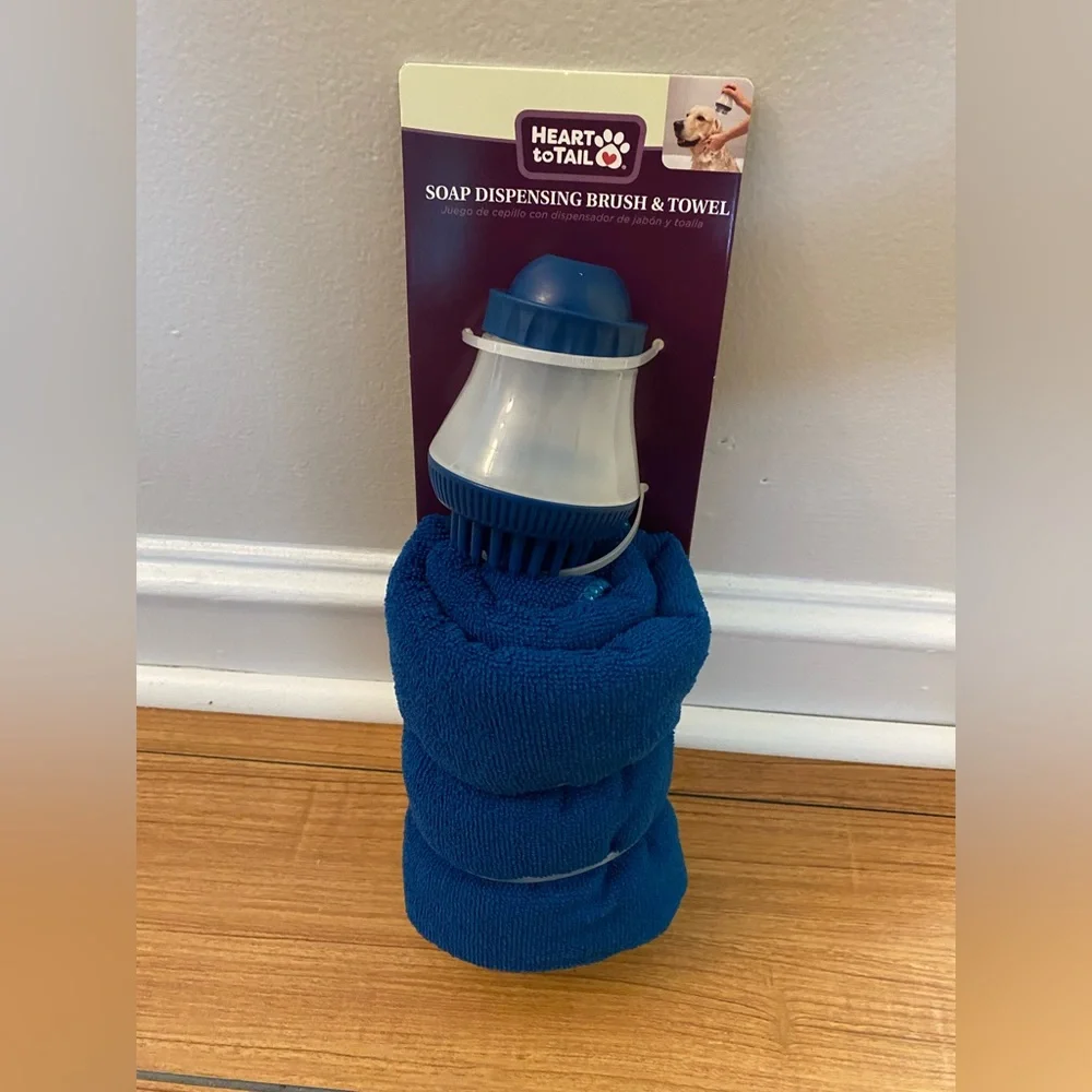 New pet dispensing brush and towel
